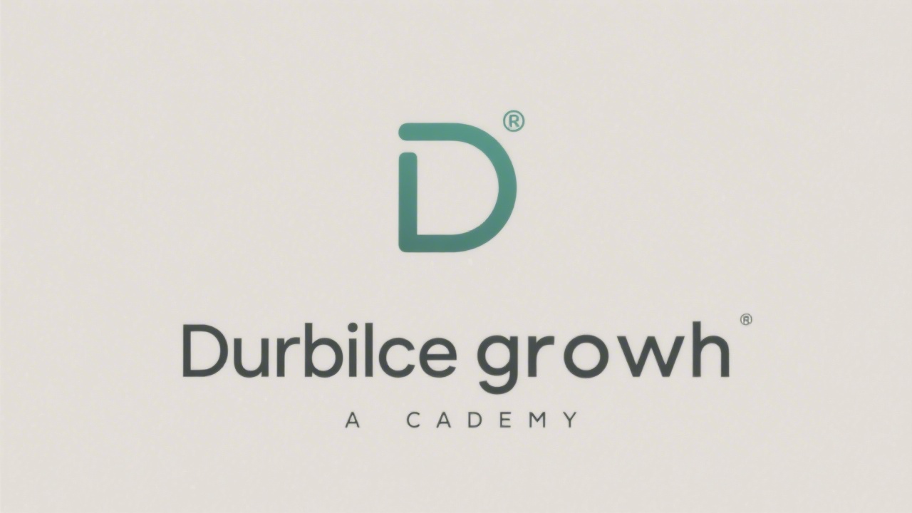 Minimal Dublin Growth Academy logo with clean geometric lettering in emerald green and deep navy, simple circular emblem, no complex shapes or gradients.